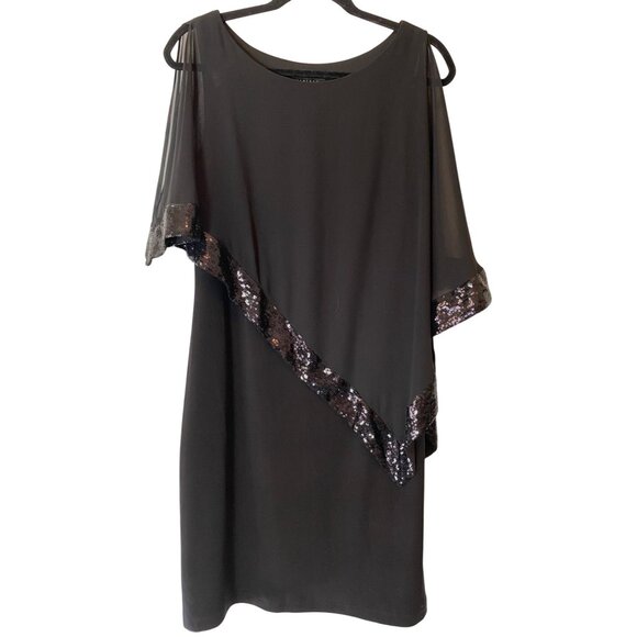 Scarlett Dress Black Cold Shoulder Sequin Drape Accent Size 10 - Picture 1 of 9